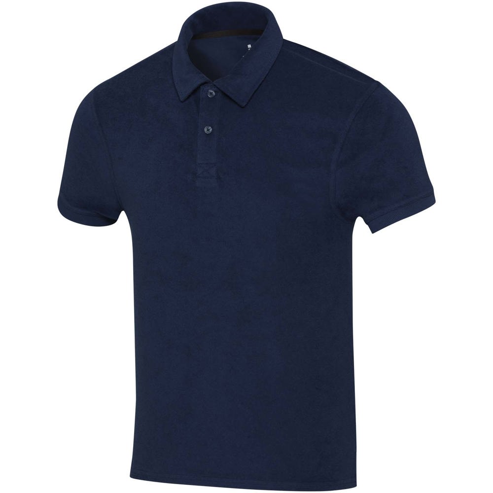 Akoya gerecyclede terry unisex polo - Marineblauw