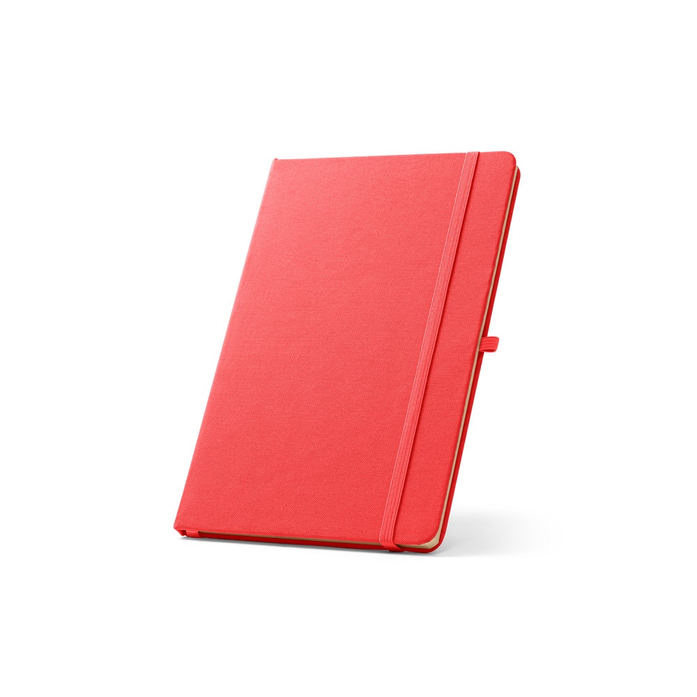 ANNE. A5 notitieblok in gerecycled polyester (100% rPET) met gelinieerde pagina's - Rood