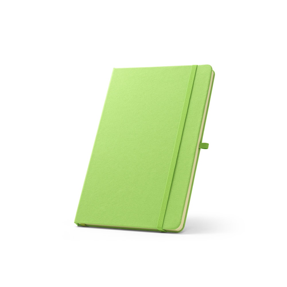 ANNE. A5 notitieblok in gerecycled polyester (100% rPET) met gelinieerde pagina's - Licht groen