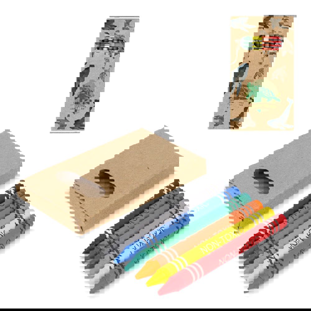 6 stuks kleurkrijtjes in kraftdoos