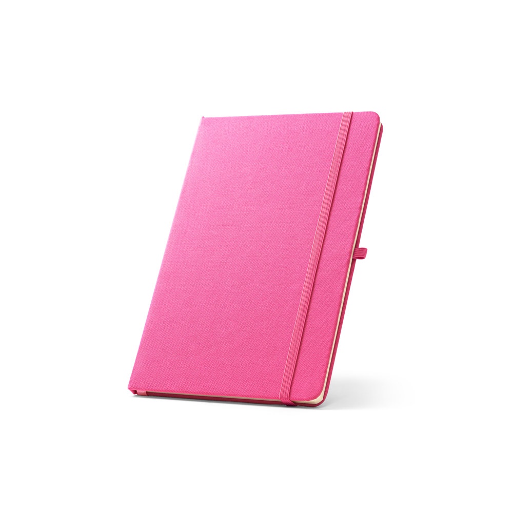 ANNE. A5 notitieblok in gerecycled polyester (100% rPET) met gelinieerde pagina's - Roze