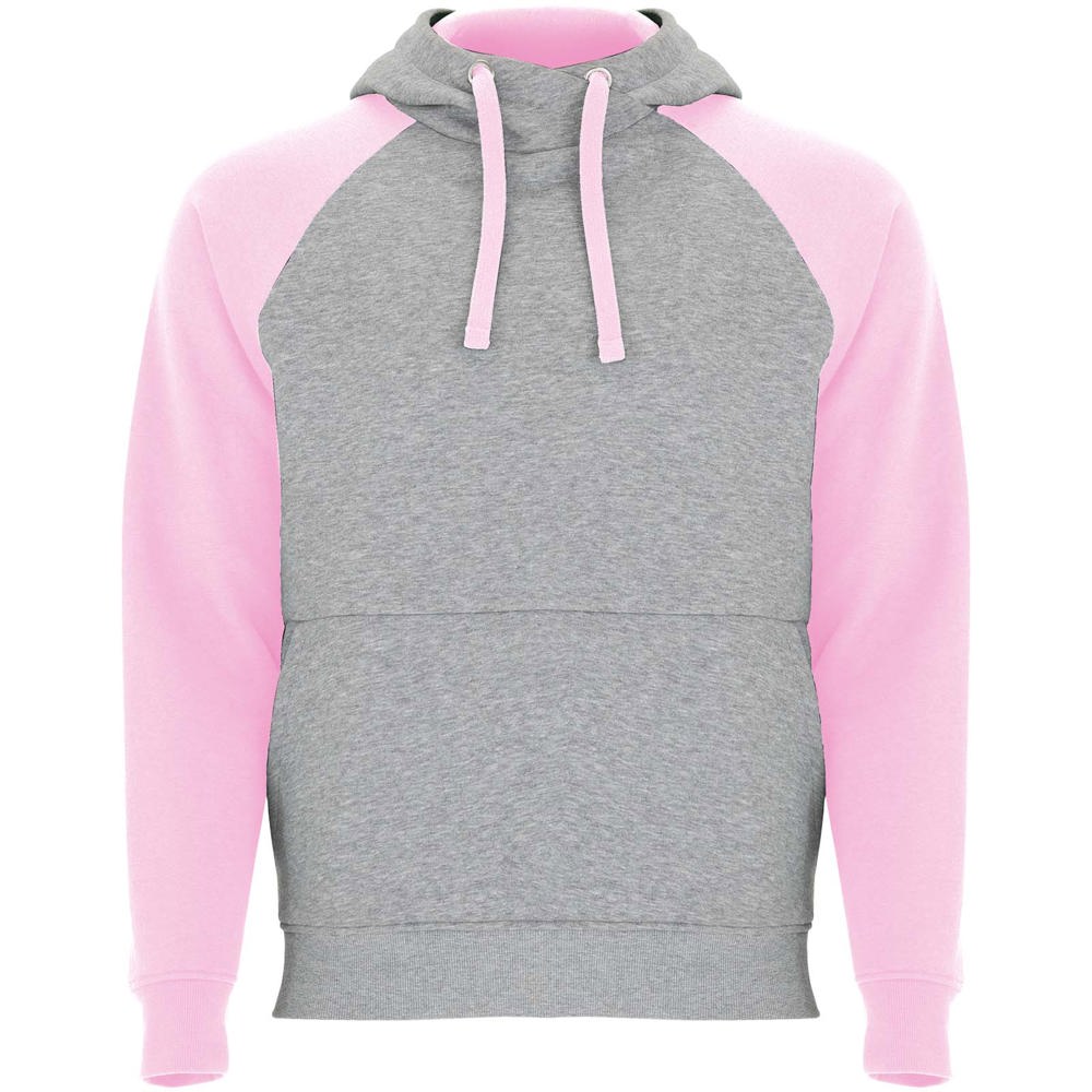 Badet unisex tweekleurige hoodie - Gemêleerd grijs, Lichtroze