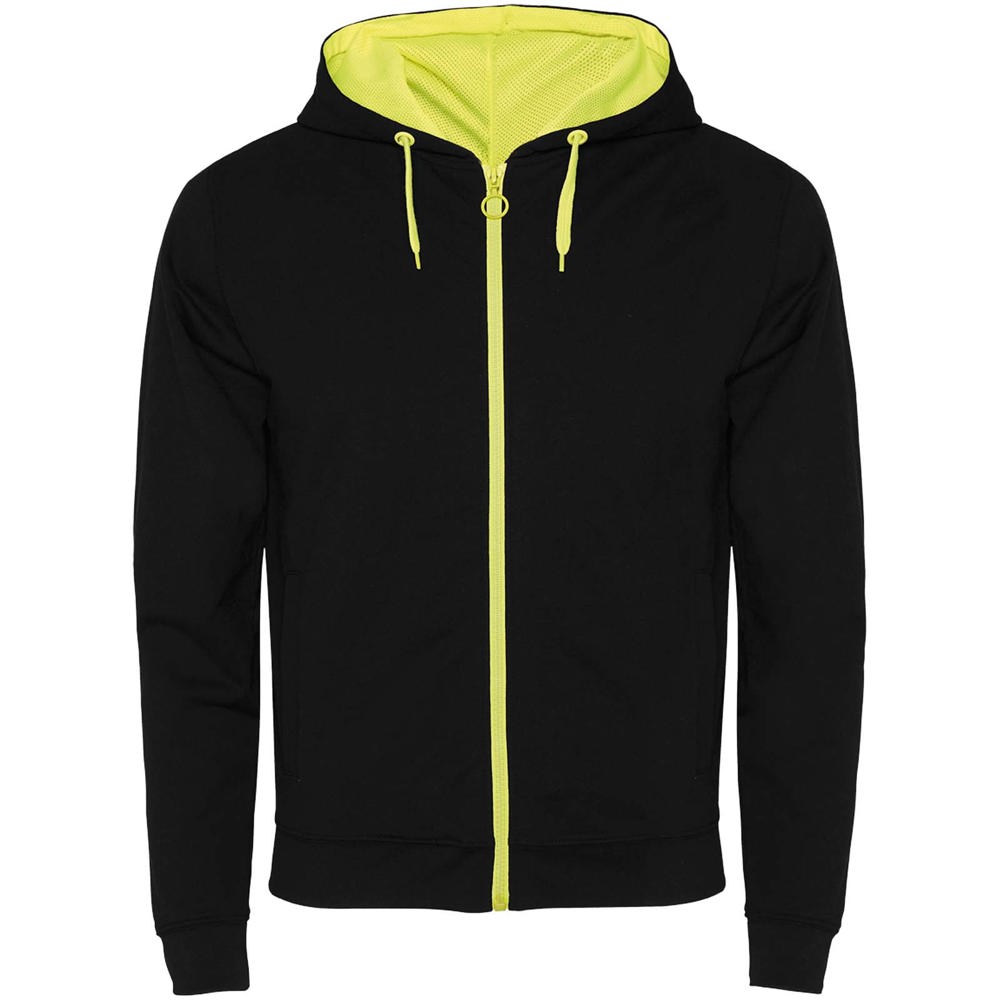 Fuji unisex sweatjack - Zwart, Fluorgeel