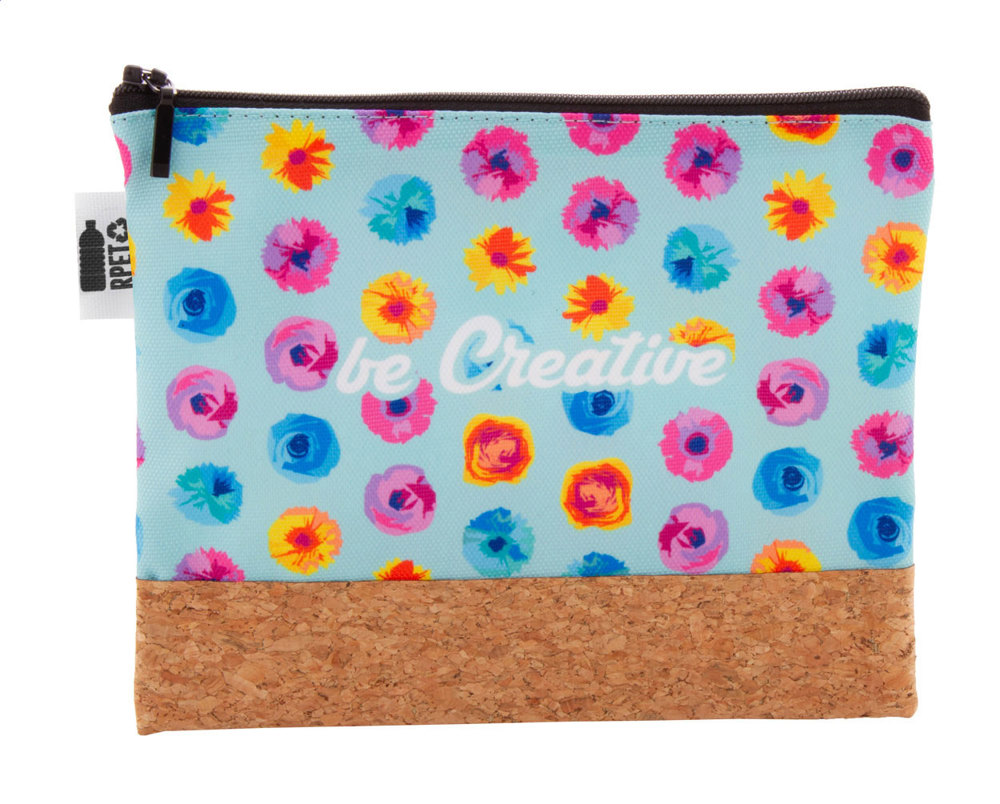 CreaBeauty Cork M RPET - custom made make-up tas - zwart/natuurlijk