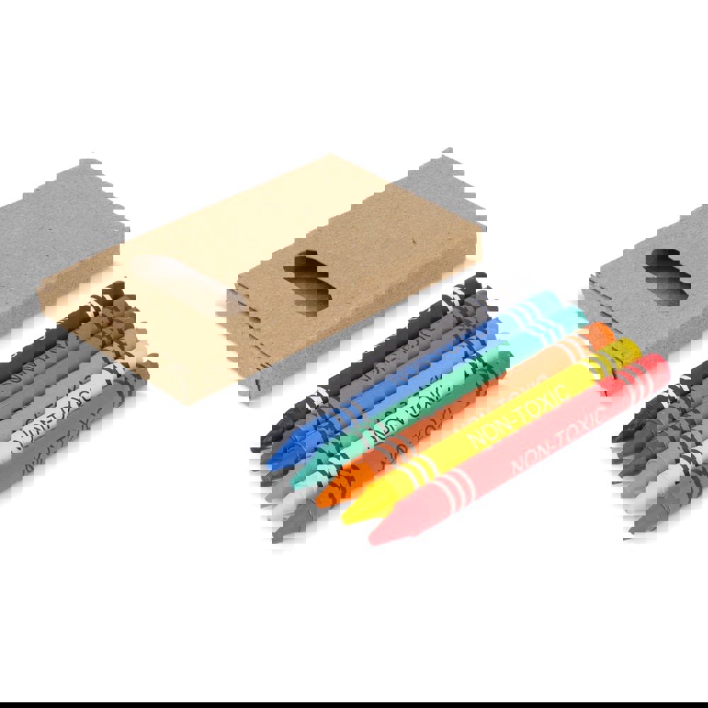 6 stuks kleurkrijtjes in kraftdoos