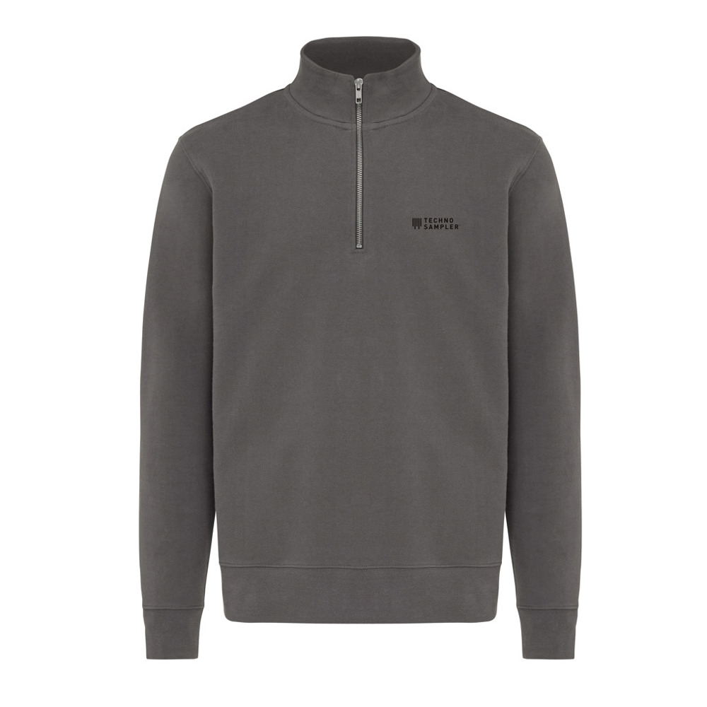 IQONIQ Elgon gerecycled katoen sweater met kwartritssluiting