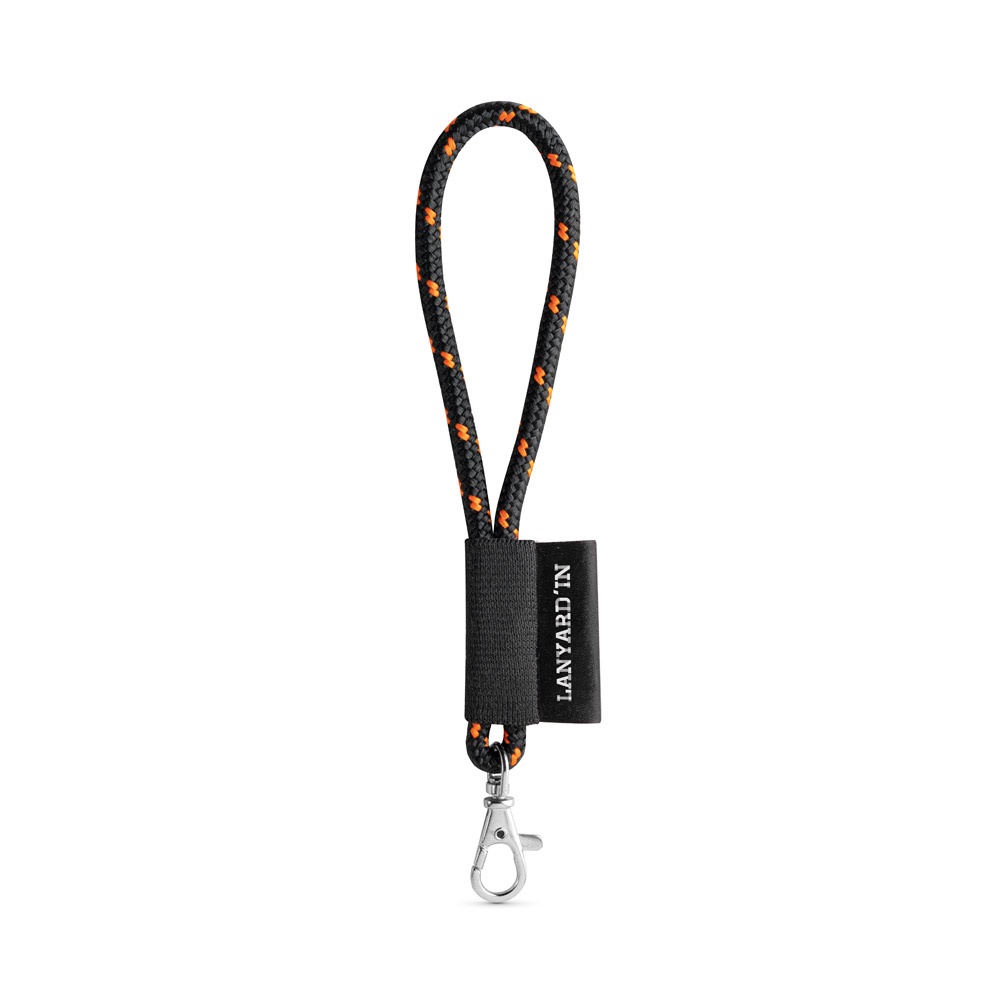 75092. Lanyard Nautic Short Set. Standaard modellen - Zwart, Oranje