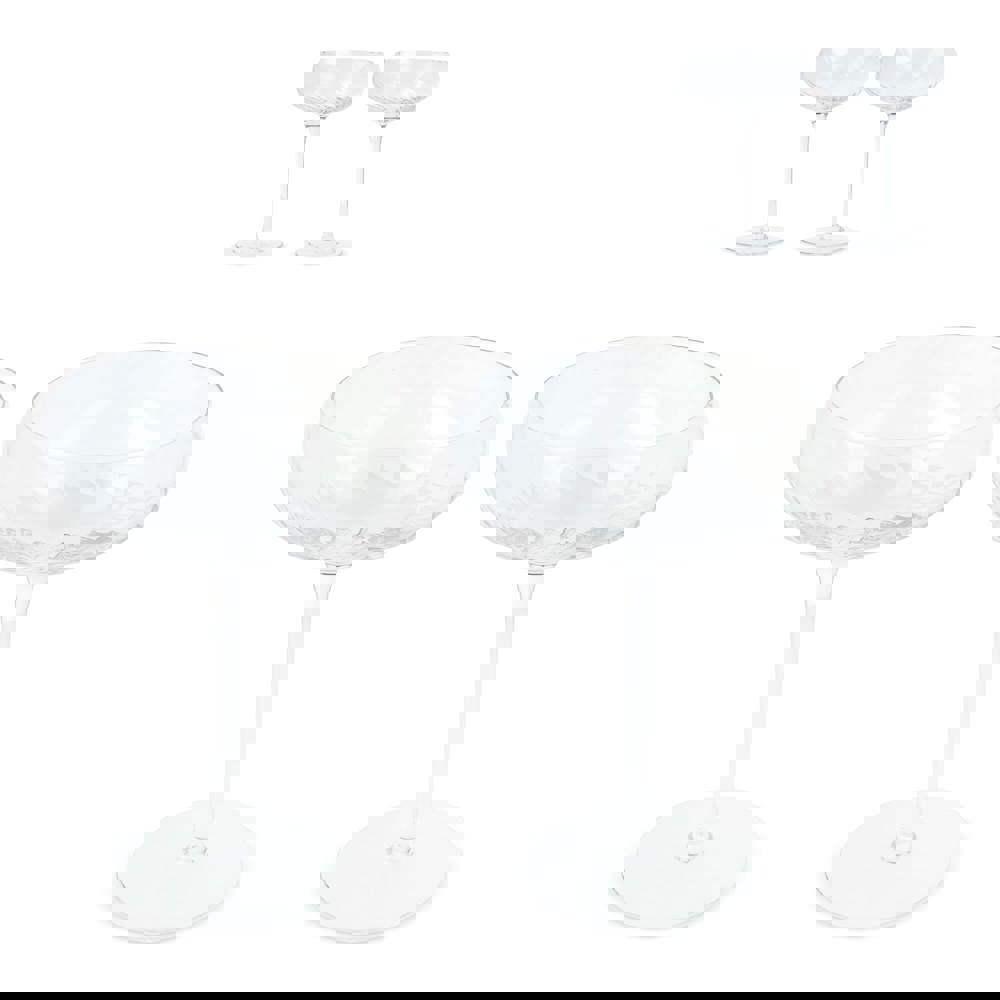 Byon Opacity set van 2 champagneglazen met stijlvol glas patroon 300ml