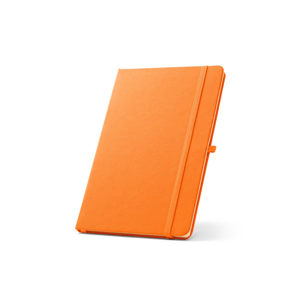 ANNE. A5 notitieblok in gerecycled polyester (100% rPET) met gelinieerde pagina's - Oranje