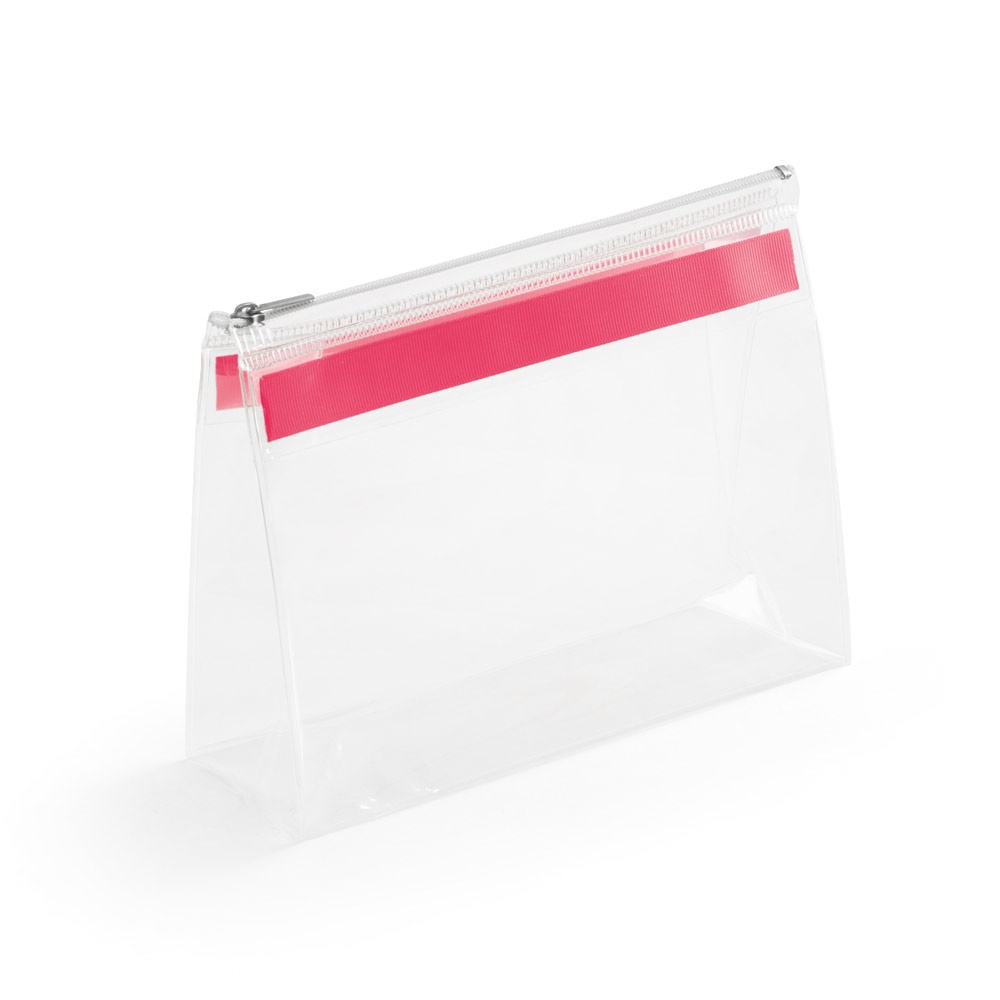 CHASTAIN. Doorzichtig. EVA etui met rits en metalen handvat - roze