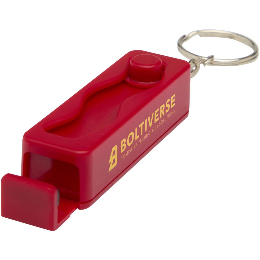 Aggia telefoonstandaard van gerecycled plastic met fidgetspeeltje