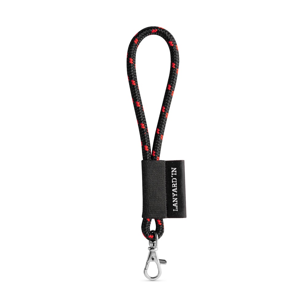 75092. Lanyard Nautic Short Set. Standaard modellen - Zwart, Rood