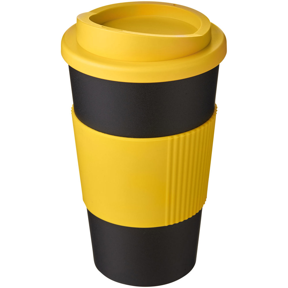 Americano® 350 ml geïsoleerde beker met grip - Zwart, Geel