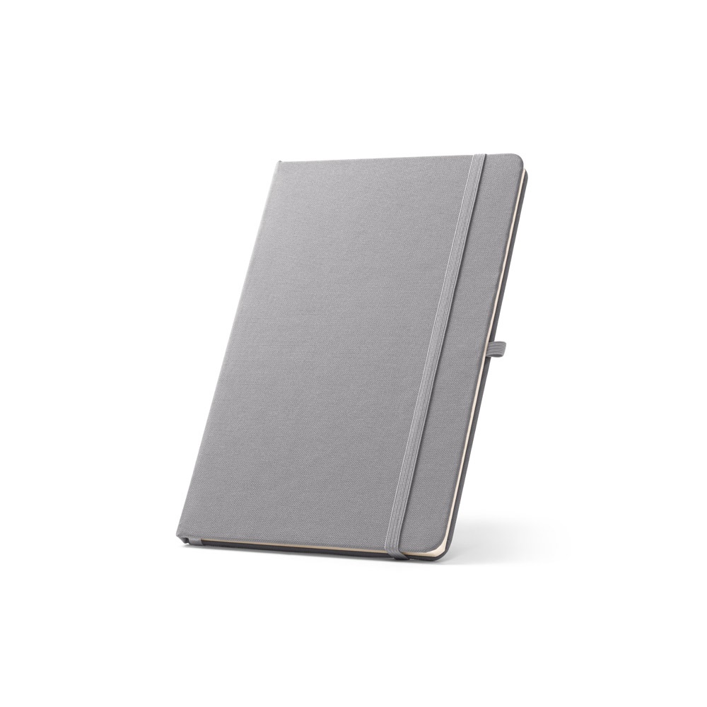 ANNE. A5 notitieblok in gerecycled polyester (100% rPET) met gelinieerde pagina's - Grijs