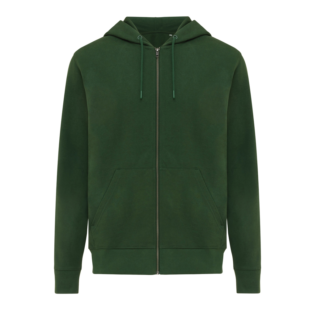 IQONIQ Abisko gerecycled katoen hoodie met rits - forest green (± PMS 19-5920TCX)