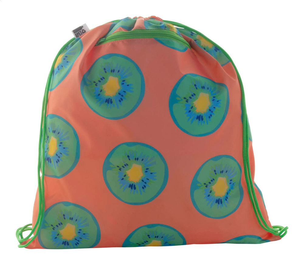 CreaDraw Zip RPET - custom made tas met trekkoord - groen/wit