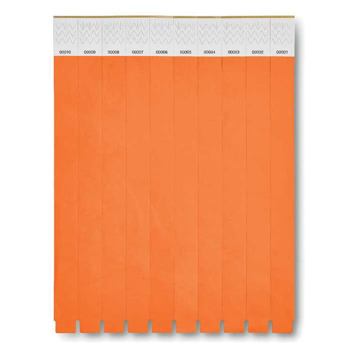 TYVEK - Èèn vel met 10 event armbandjes - Oranje