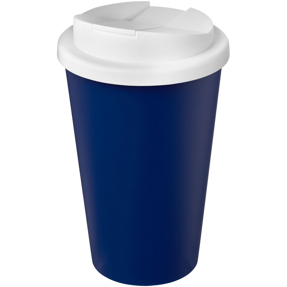 Americano® Eco 350 ml gerecyclede beker met spill-proof deksel - Blauw, Wit
