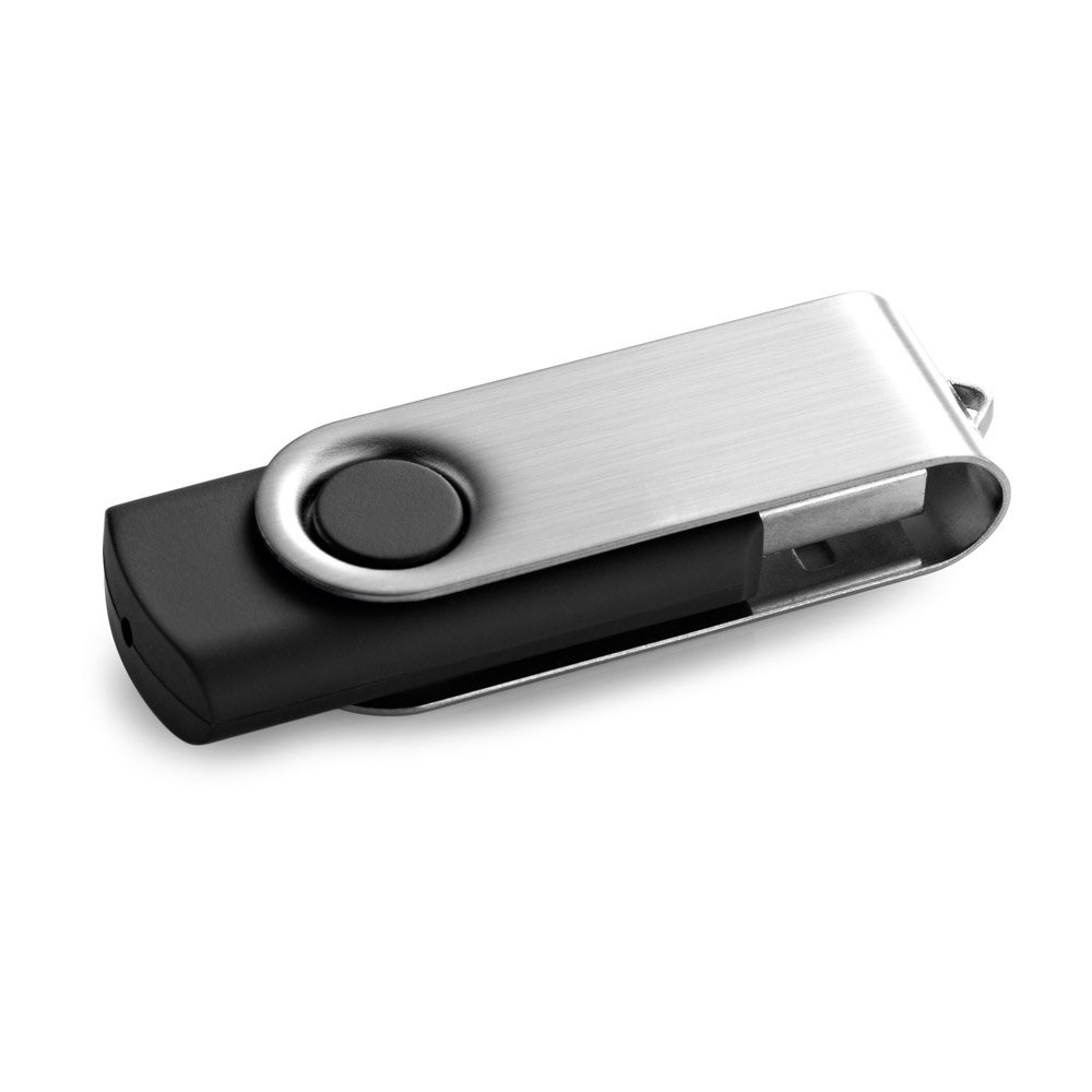 CLAUDIUS 16GB. 16 GB USB-stick met metalen clip - Zwart