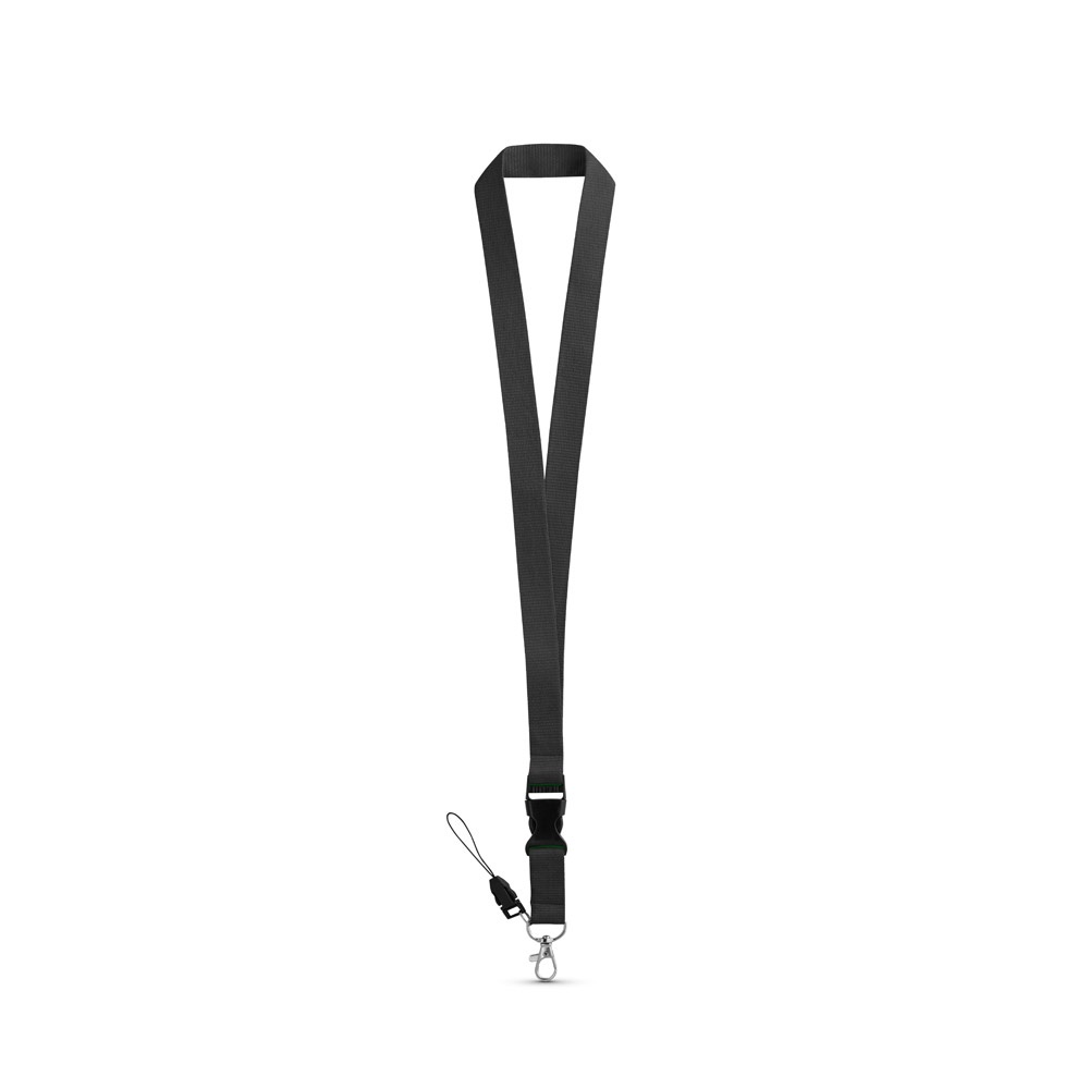 ANQUETIL. Polyester lanyard met metalen karabijnhaak - Zwart