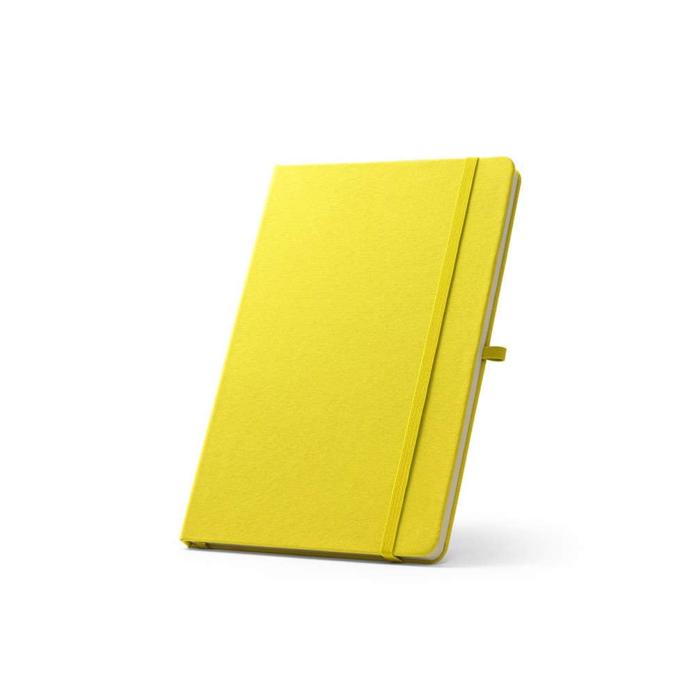 ANNE. A5 notitieblok in gerecycled polyester (100% rPET) met gelinieerde pagina's - Geel