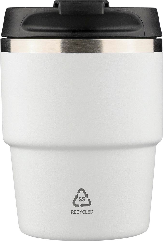 ?Gerecycled roestvrijstalen dubbelwandige drinkbeker (175 ml) Oli - Wit