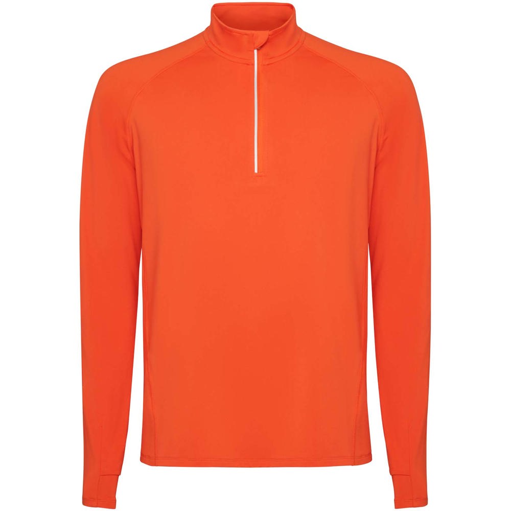 Estambul herensweater met lange mouwen en halve rits - Vuur oranje