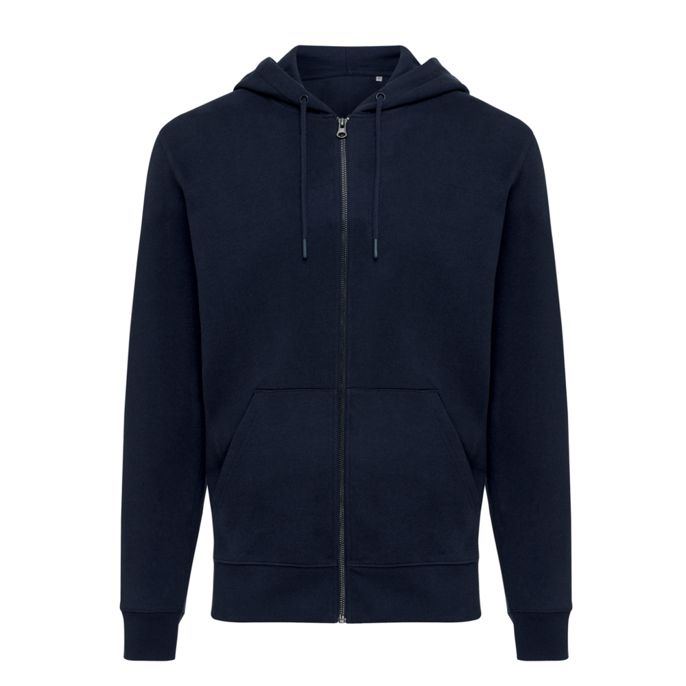 IQONIQ Abisko gerecycled katoen hoodie met rits - donkerblauw (± PMS 19-3923TCX)