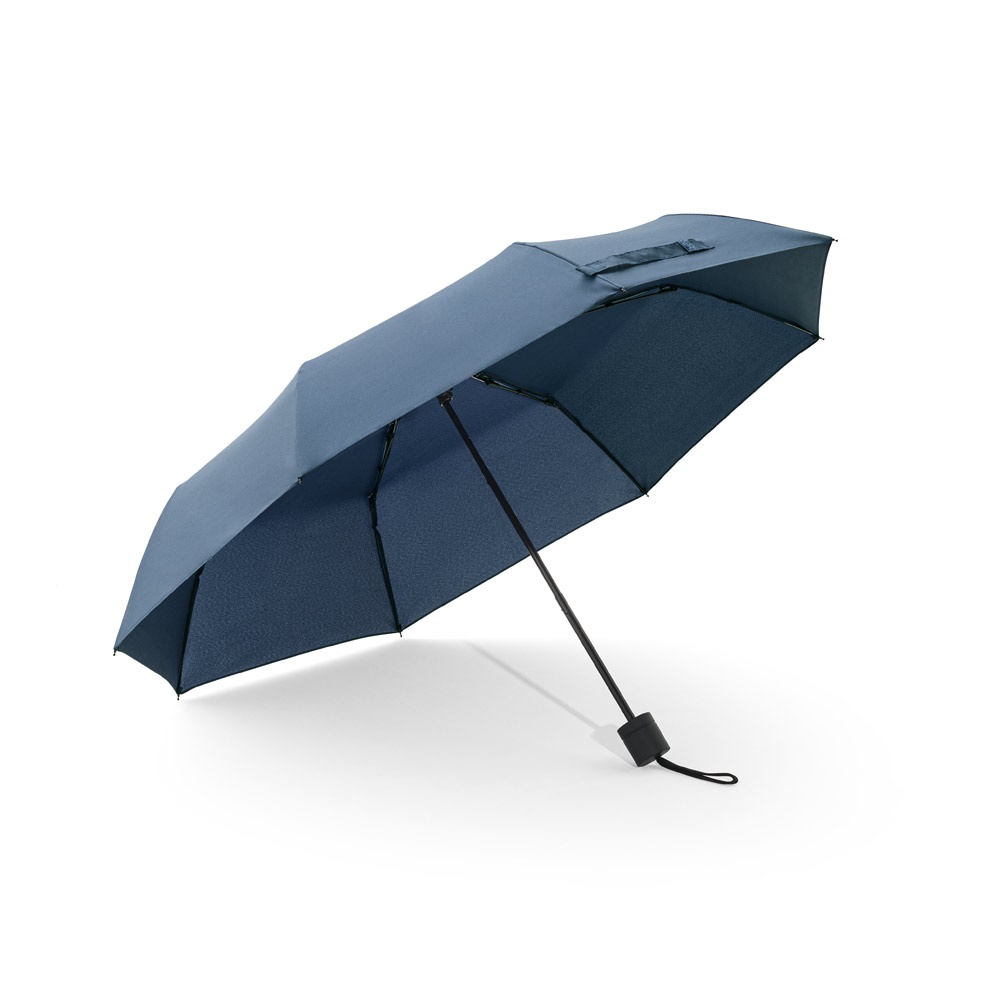 AIDEN. 21" paraplu van gerecycled polyester (100% rPET) pongee 190T, opvouwbaar in 3 delen - Blauw