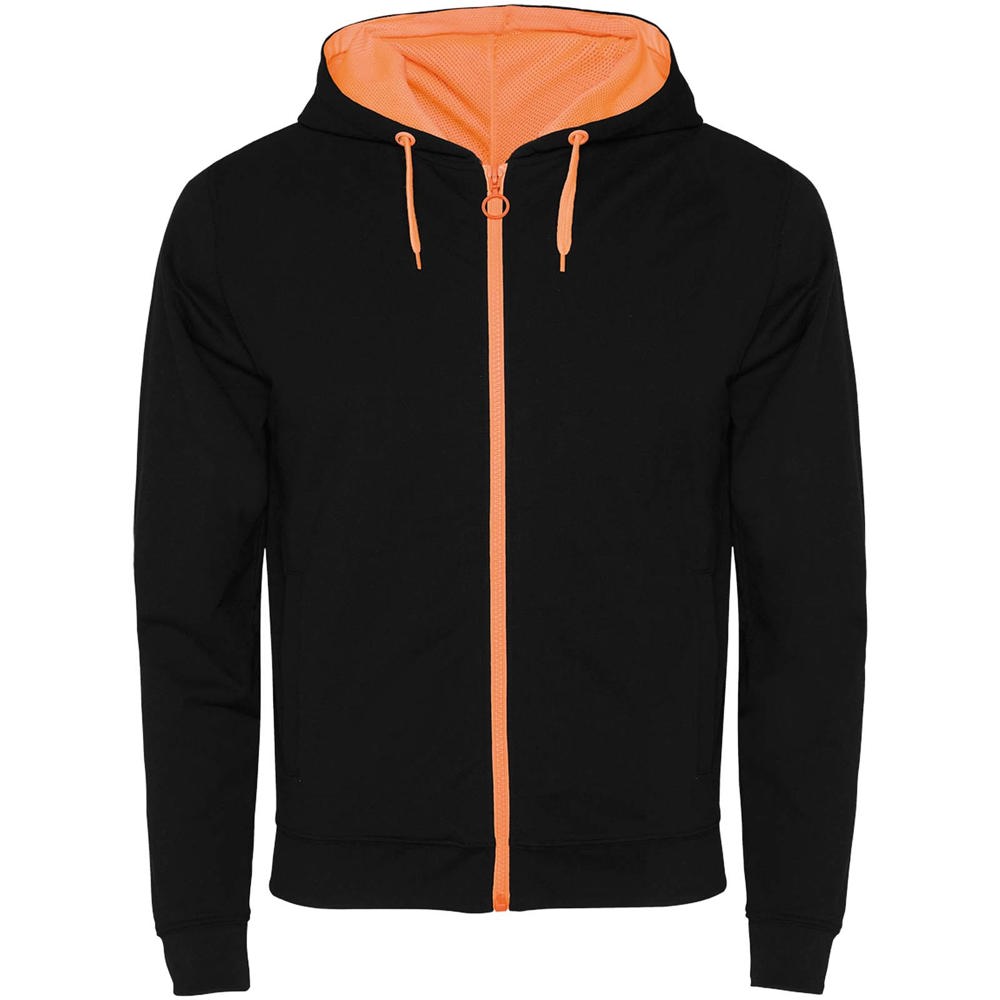 Fuji unisex sweatjack - Zwart, Fluor oranje