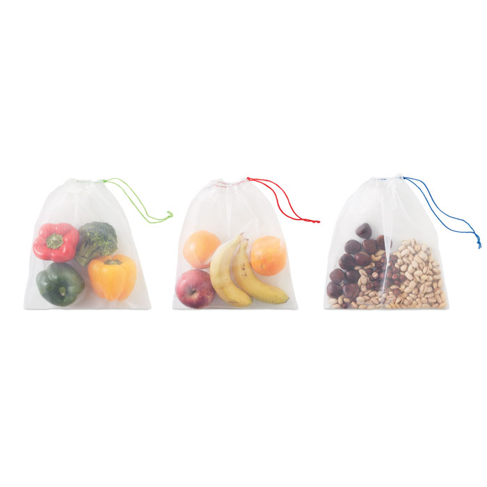 VEGGIE SET RPET - Set van 3 RPET fruitzakken