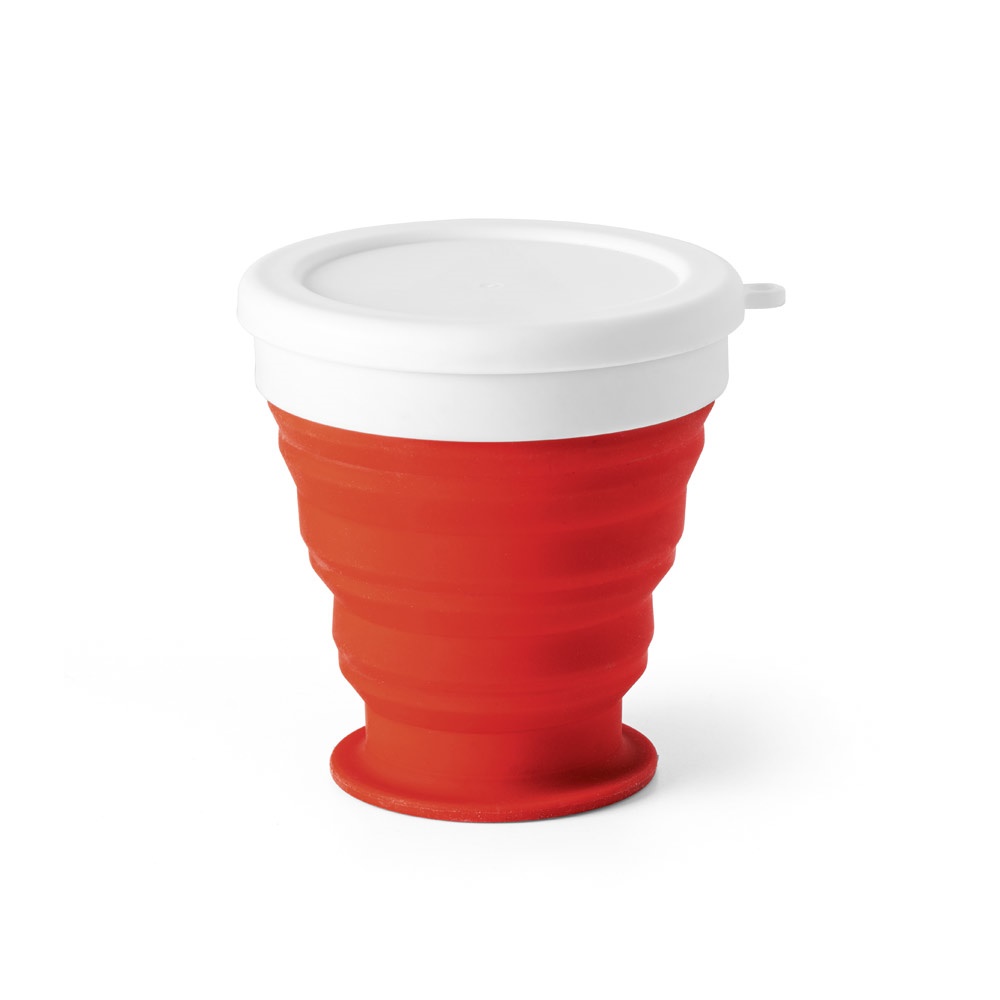 ASTRADA. Opvouwbare reisbeker van silicone en PP 250 mL - Rood