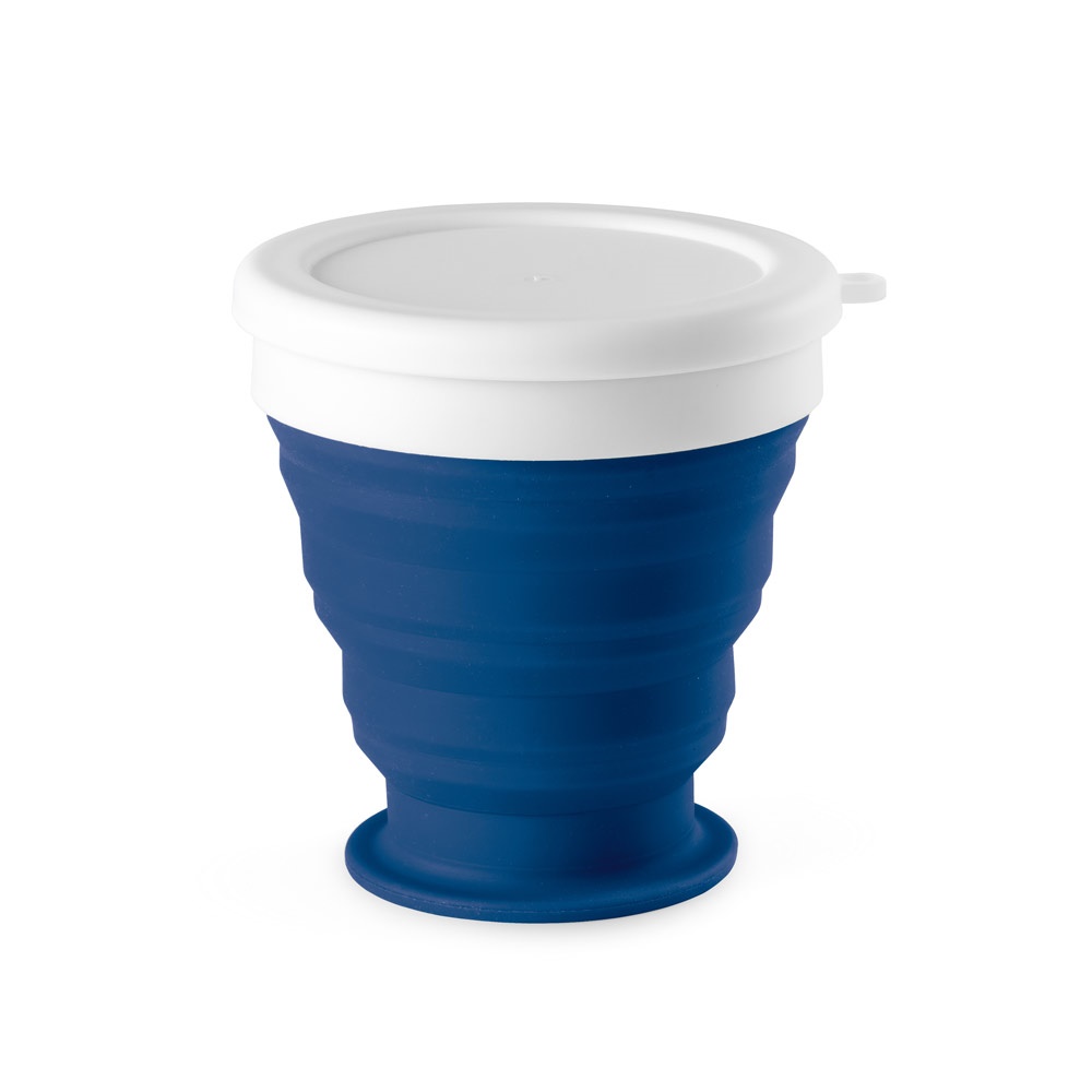ASTRADA. Opvouwbare reisbeker van silicone en PP 250 mL - Blauw