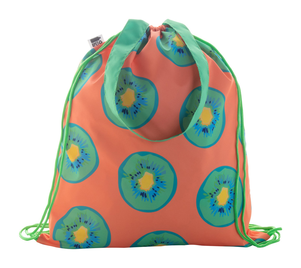 CreaDraw Shop RPET - custom made tas met trekkoordsluiting - groen/wit