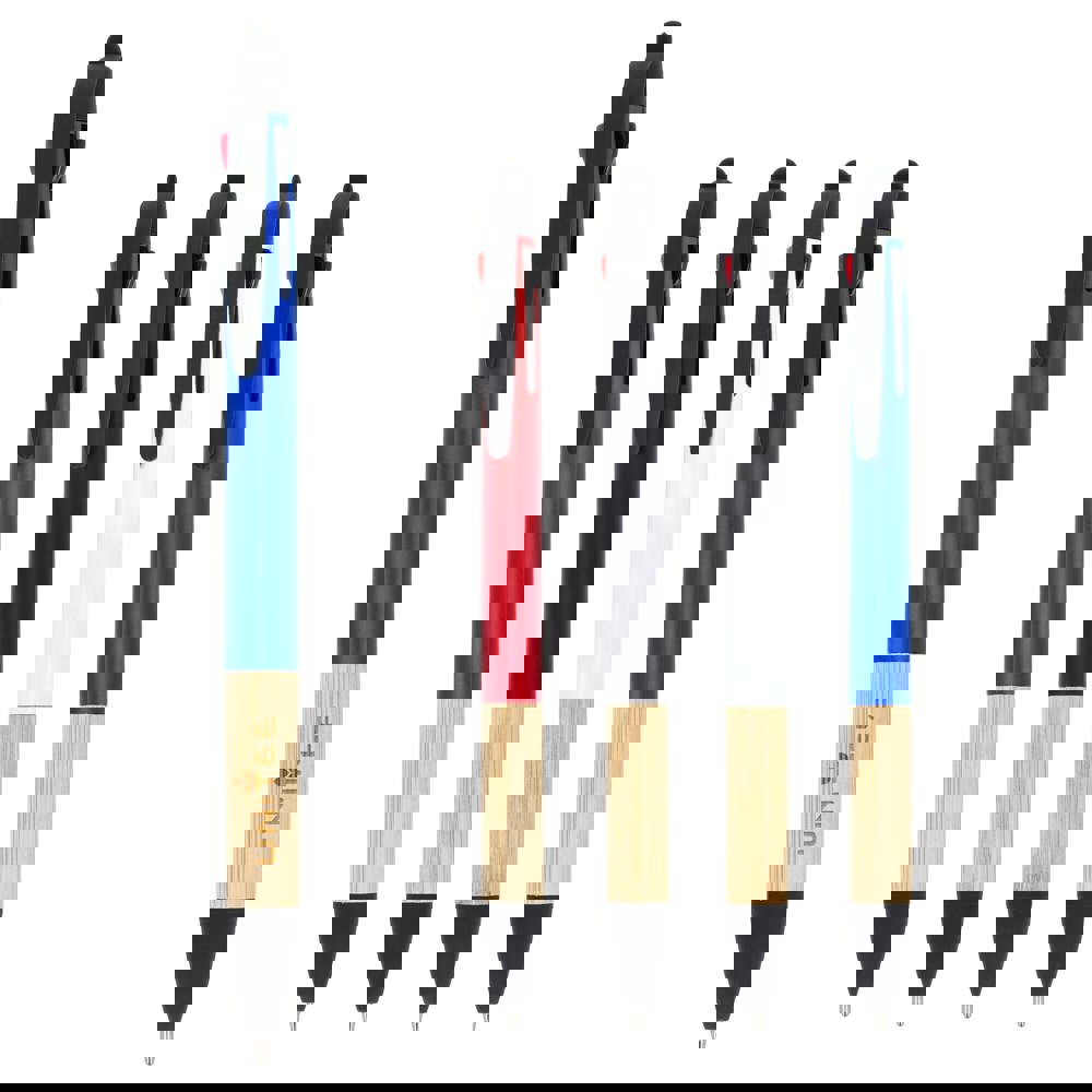 3-kleuren pen met bamboe grip