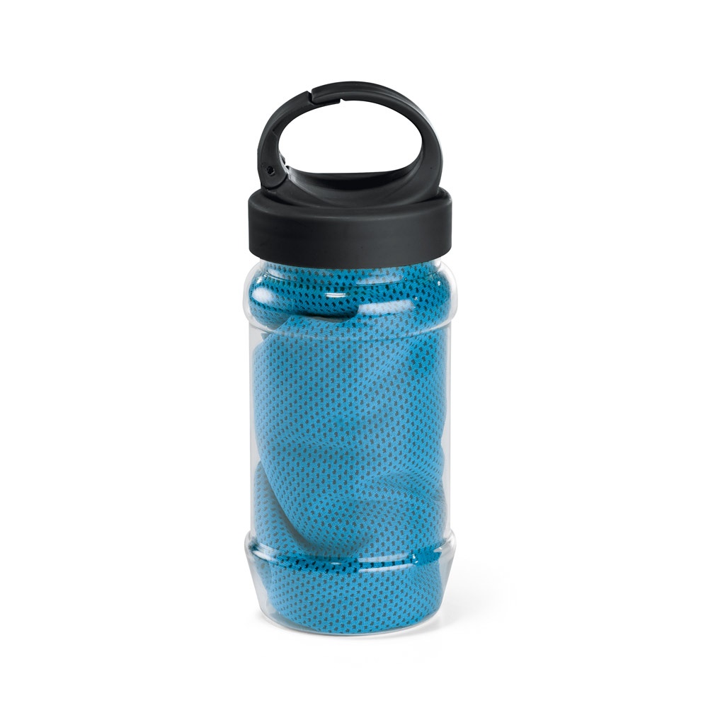 ARTX PLUS. Set met een PP en PET fles en een polyamide en polyester sporthanddoek - licht blauw