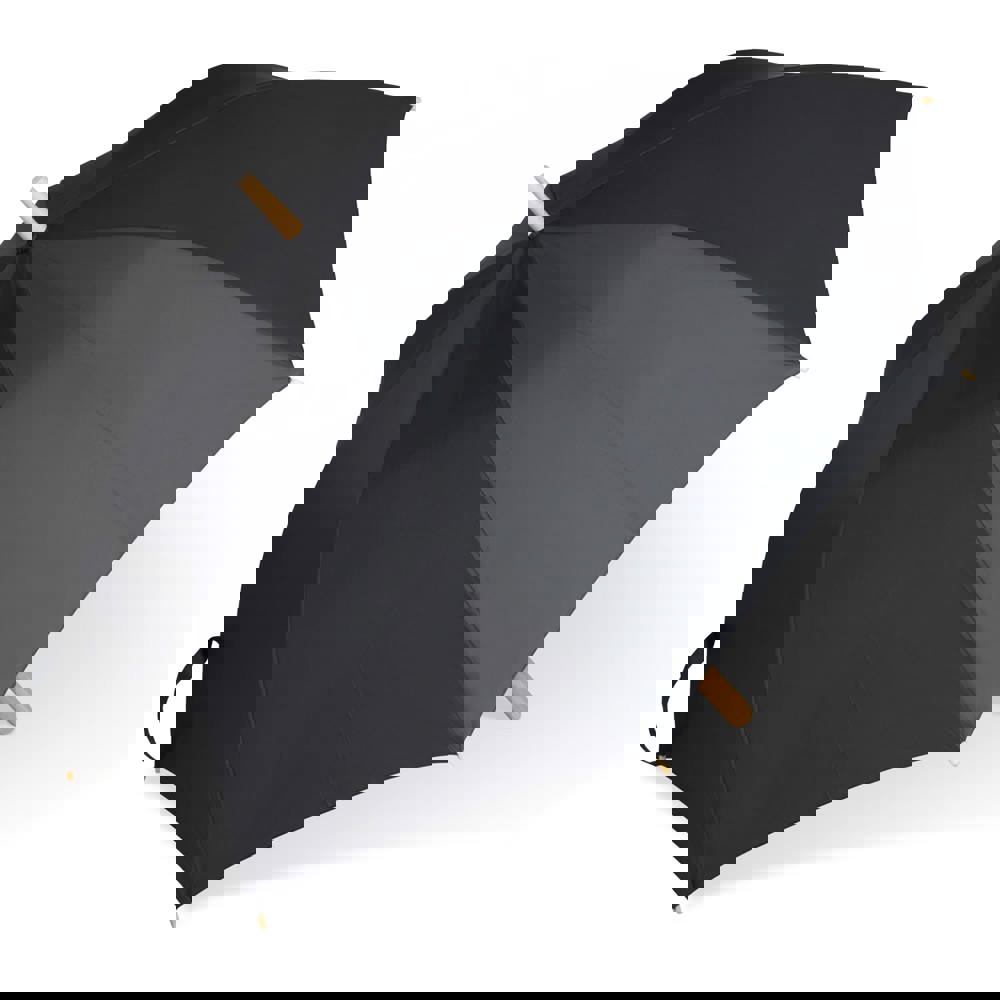 Stok paraplu 25” R-PET recht handvat auto open - Zwart