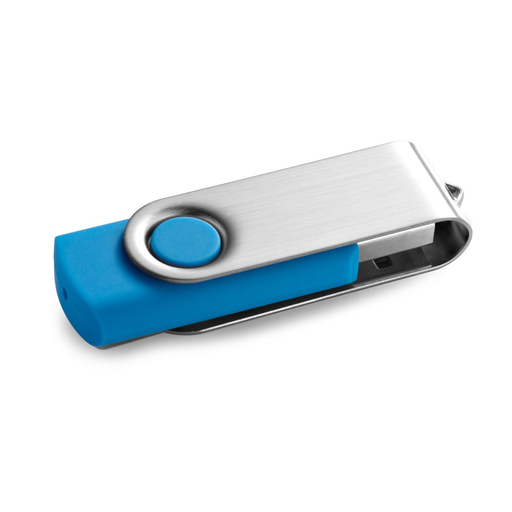 CLAUDIUS 16GB. 16 GB USB-stick met metalen clip - licht blauw