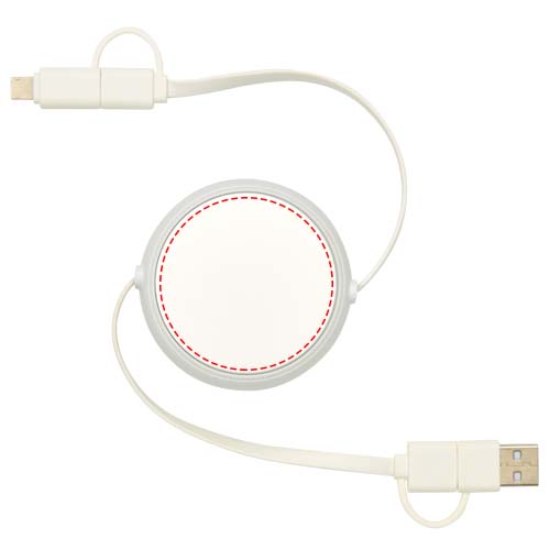 Alasia 5-in-1 100 cm intrekbare datasynchronisatie- en 45 W snellaadkabel van gerecycled plastic en aluminium