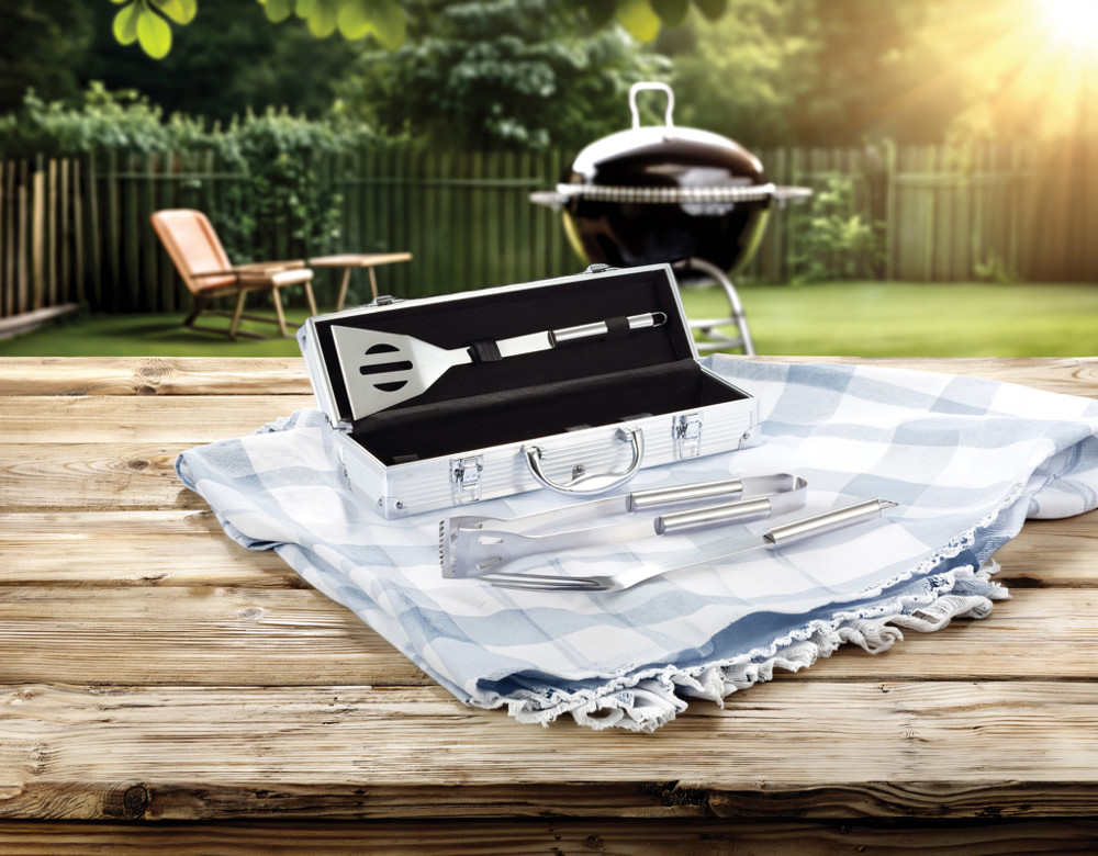 3-delige barbecue set in aluminium koffer
