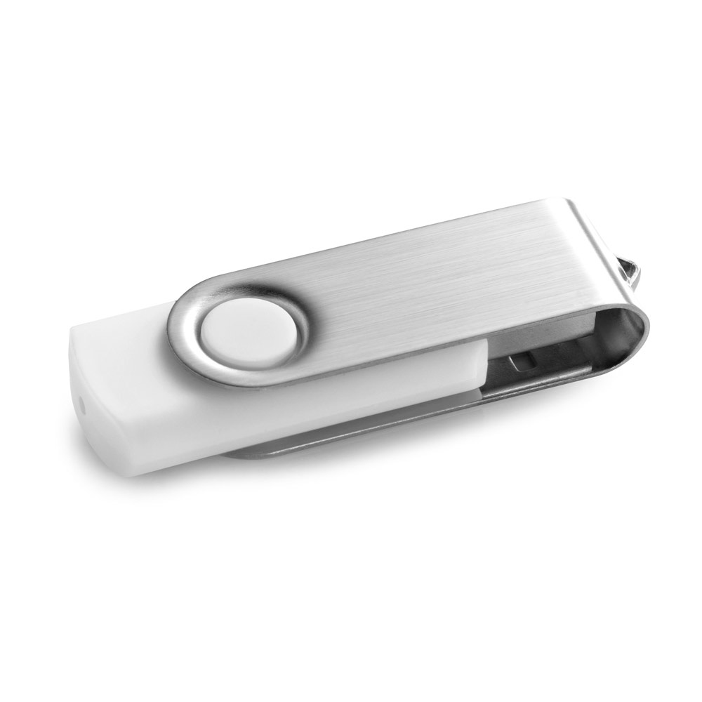 CLAUDIUS 16GB. 16 GB USB-stick met metalen clip - Wit